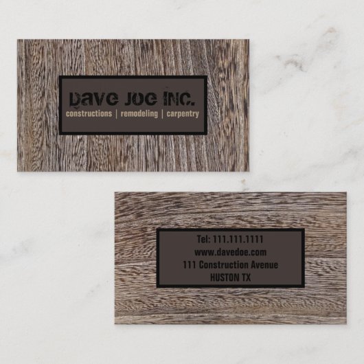 grunge hickory hout constructie timmerwerk visitekaartje (Voorkant / Achterkant)