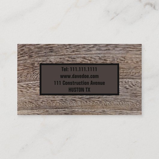 grunge hickory hout constructie timmerwerk visitekaartje (Achterkant)