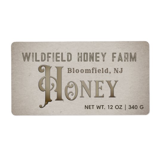 Grunge HONEY Boerderij Market Label Honeycomb (Voorkant)