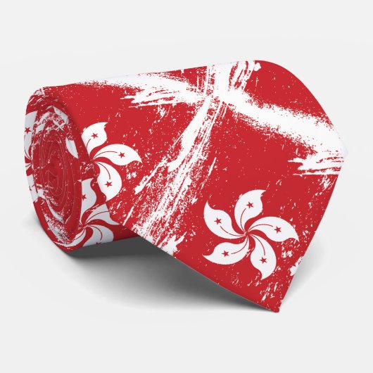 Grunge Hong Kong Flag Stropdas (Opgerold)