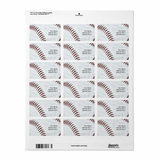 Grunge honkbal adreslabel etiket (Full Sheet)