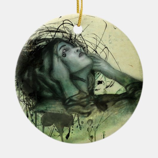 Grunge Hood Portrait Keramisch Ornament (Voorkant)