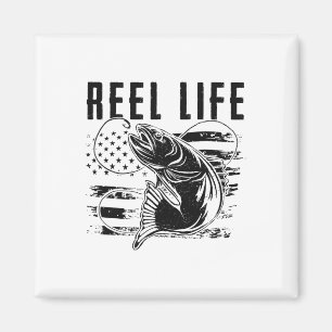 Grunge Hook Amerikaanse Vlag Visser Merch. Vissen Magneet