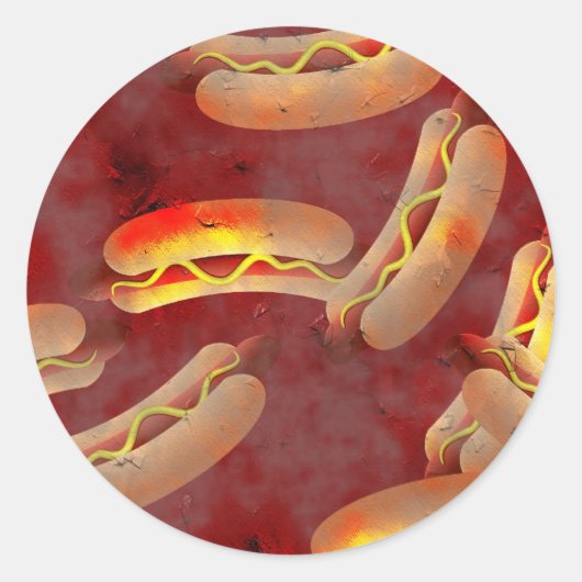 Grunge Hotdogs Ronde Sticker (Voorkant)