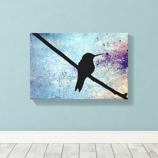 Grunge Hummingbird Canvas Afdruk (Insitu (Houten vloer))