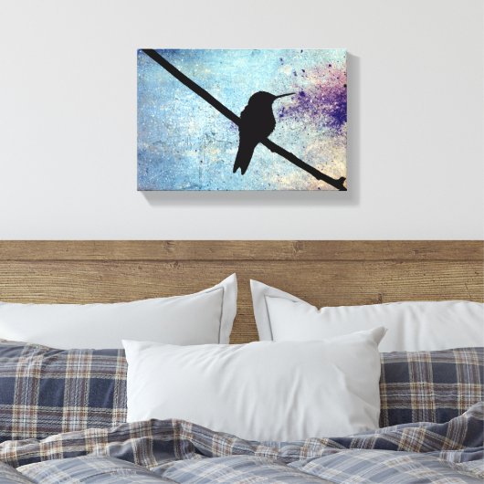 Grunge Hummingbird Canvas Afdruk (Insitu (Slaapkamer))