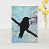 Grunge Hummingbird, German Birthday Kaart (Gele Bloem)