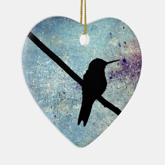 Grunge Hummingbird Keramisch Ornament (Rechts)