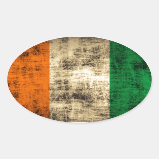 Grunge Ierse vlag Ovale Sticker (Voorkant)