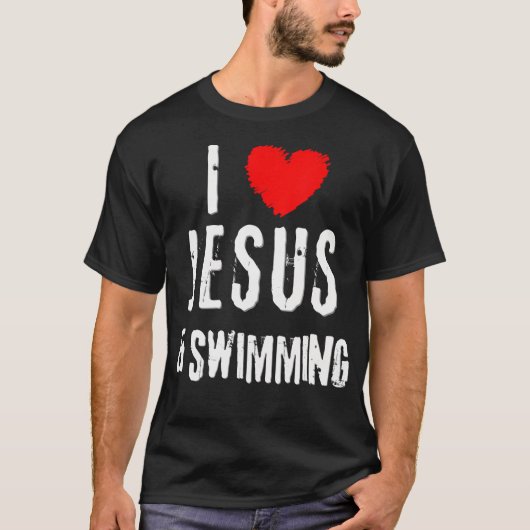  Grunge Ik hou van Jezus Christelijk zwemmen T-shirt (Voorkant)