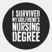 Grunge Ik overleefde mijn Vriendin Nursing Degree  Ronde Sticker (Voorkant)