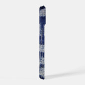 Grunge indigo denim met decoratieve stiksels iPhone 15 case (Rechterkant)