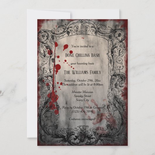 Grunge ingelijst Bloody Hand Print Halloween Kaart (Voorkant)