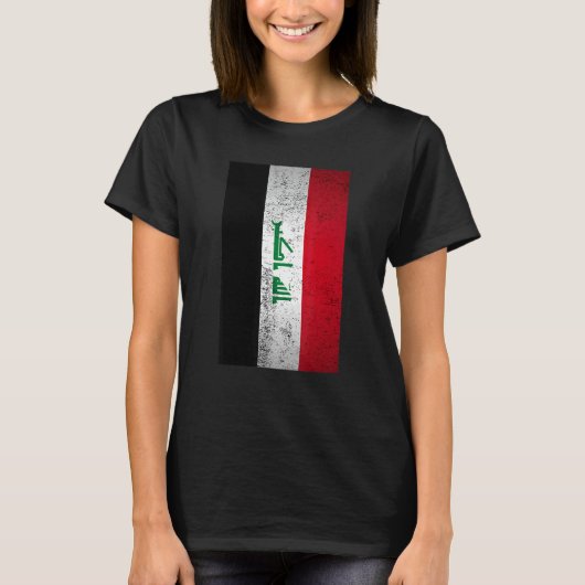 Grunge Irak Vlag terug Midden-Oosten Arabisch Koer T-shirt (Voorkant)
