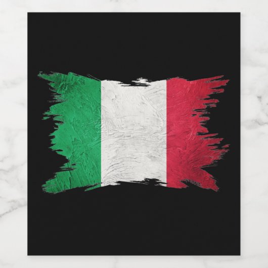 Grunge Italy flag, Brush slag, Italy flag, Italië Wijn Etiket (Enkel label)