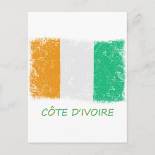 Grunge Ivory Coast Flag Briefkaart (Voorkant)