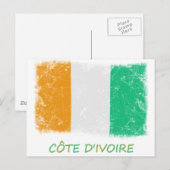 Grunge Ivory Coast Flag Briefkaart (Voorkant / Achterkant)