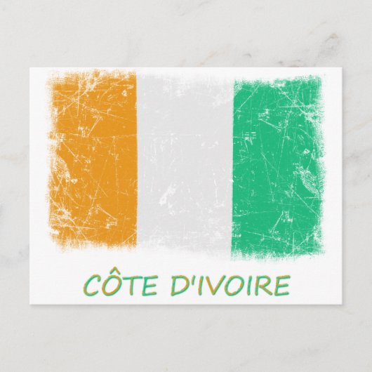 Grunge Ivory Coast Flag Briefkaart (Voorkant)