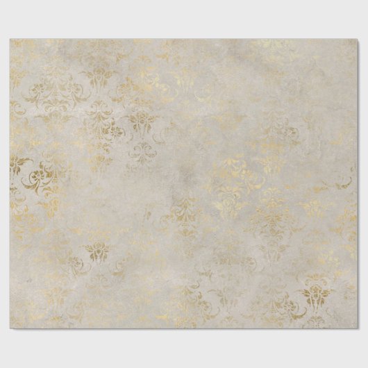  Grunge Ivory Damask Cadeaupapier (Vlak)