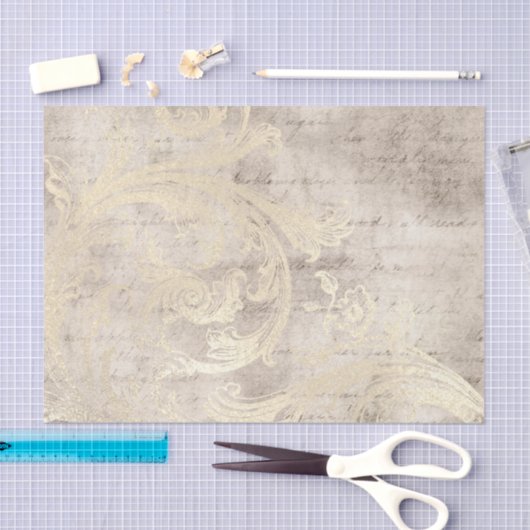 Grunge Ivory Damask Tissuepapier (Craft)