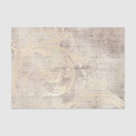  Grunge Ivory Damask Tissuepapier (Voorkant)