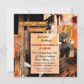 Grunge Jazz Muziek Bruidsdouche Uitnodiging (Voorkant)