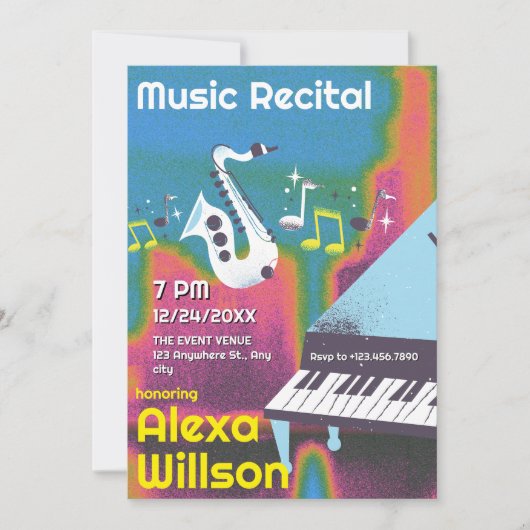 Grunge jazzmuziek recital concert kaart (Voorkant)