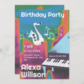 Grunge jazzmuziek verjaardag kaart (Voorkant / Achterkant)