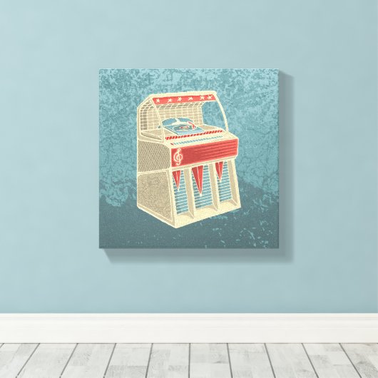 Grunge Jukebox Canvas Afdruk (Insitu (Houten vloer))