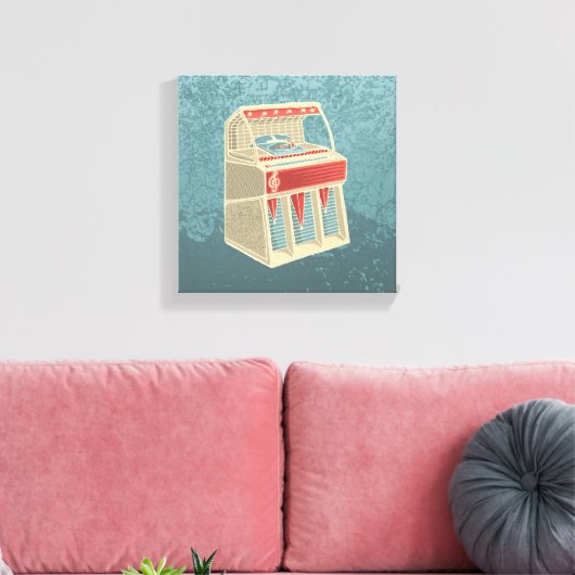 Grunge Jukebox Canvas Afdruk (Insitu (Woonkamer))
