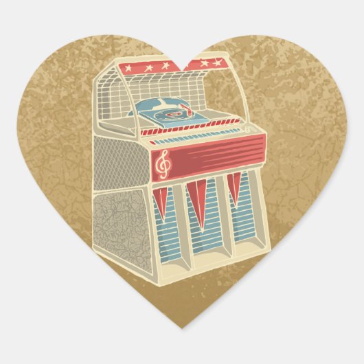 Grunge Jukebox Hart Sticker (Voorkant)