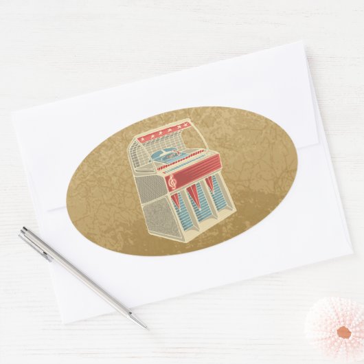 Grunge Jukebox Ovale Sticker (Envelop)