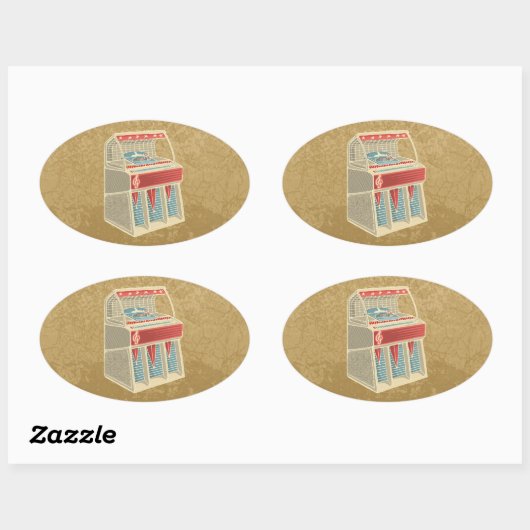 Grunge Jukebox Ovale Sticker (Vel)
