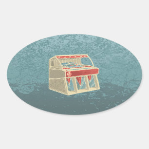 Grunge Jukebox Ovale Sticker