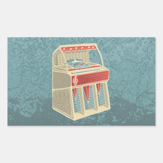 Grunge Jukebox Rechthoekige Sticker (Voorkant)