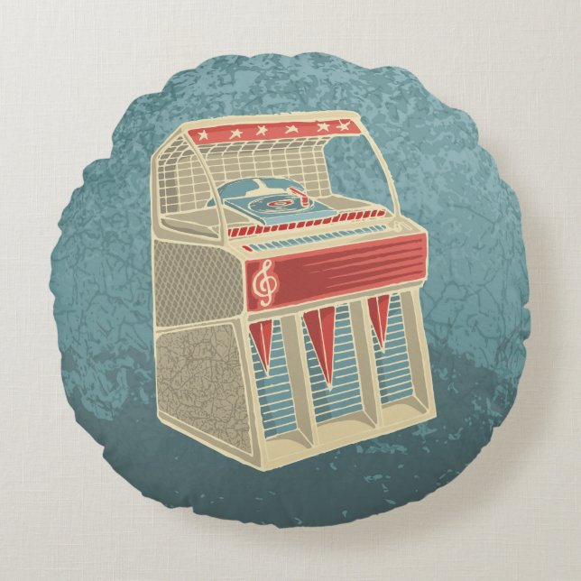Grunge Jukebox Rond Kussen (Voorkant)