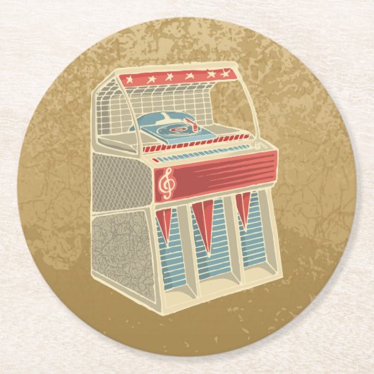 Grunge Jukebox Ronde Kartonnen Onderzetter (Voorkant)