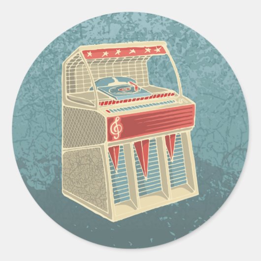Grunge Jukebox Ronde Sticker (Voorkant)