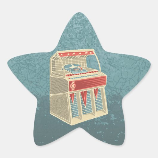 Grunge Jukebox Ster Sticker (Voorkant)