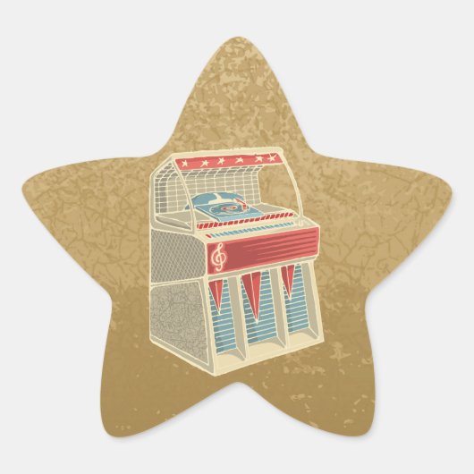 Grunge Jukebox Ster Sticker (Voorkant)