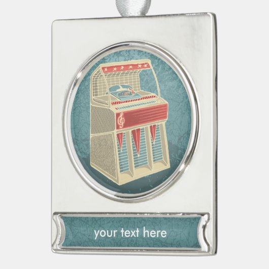 Grunge Jukebox Verzilverd Banner Ornament (Links)