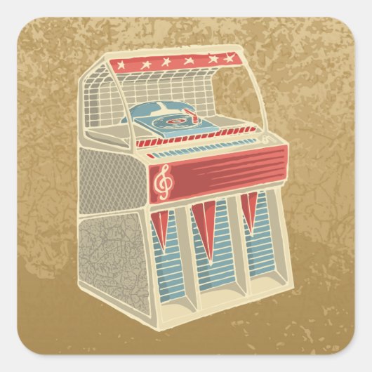 Grunge Jukebox Vierkante Sticker (Voorkant)