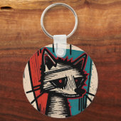 Grunge Kat Kunst Sleutelhanger (Voorkant)