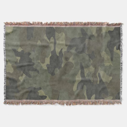 Grunge Khaki Groene Camo geweven Gooi Dekens Deken (Voorkant)