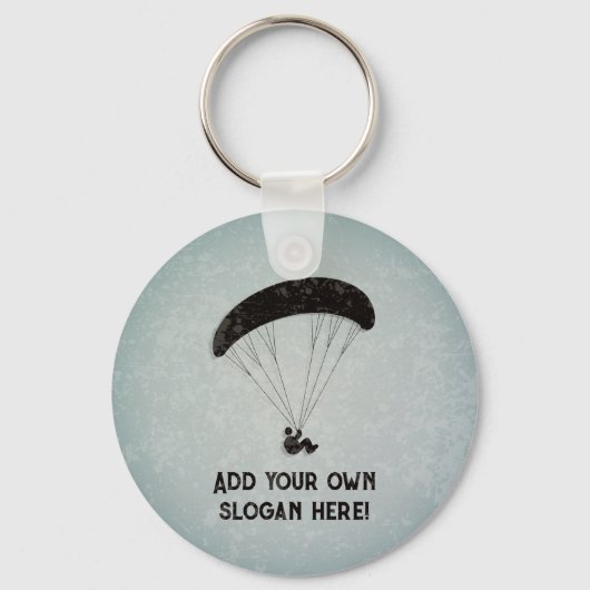 Grunge Kijk Paraglider, eigen tekstvoorzijde en ac Sleutelhanger (Voorkant)