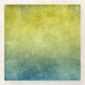 Grunge Kleuren - Geel & Blauw Glazen Onderzetter (Voorkant)