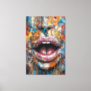Grunge kleurrijke stemming, abstract surrealistisc canvas afdruk