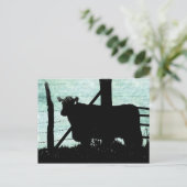 Grunge Koe Silhouette Briefkaart (Staand voorkant)