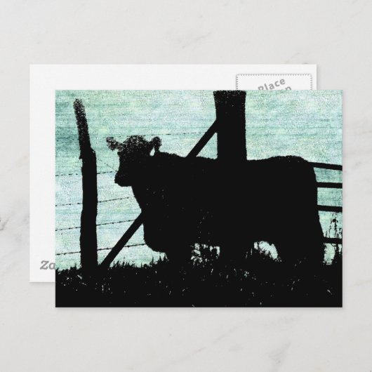 Grunge Koe Silhouette Briefkaart (Voorkant / Achterkant)