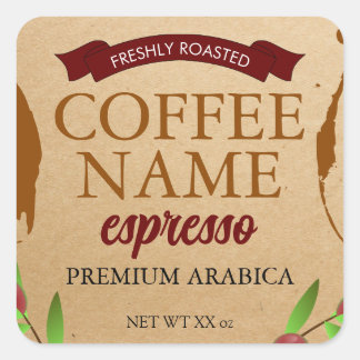 Grunge Koffielabel Aangepaste Sticker